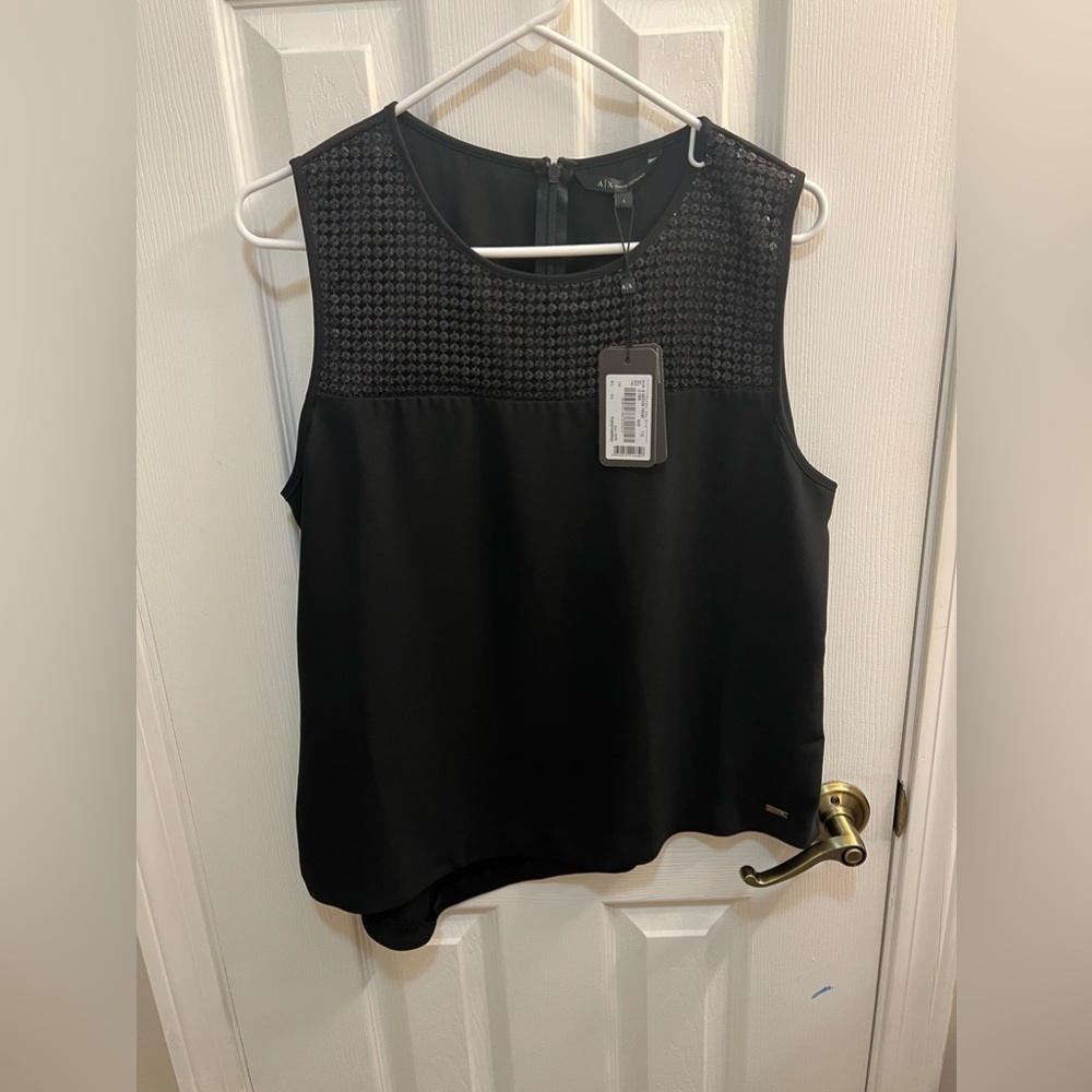 Armani Exchange Black Sequin Top